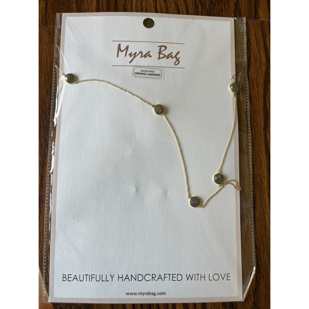 Myra Bag Necklace, Handcrafted Genuine Labradorite, Starry Destiny